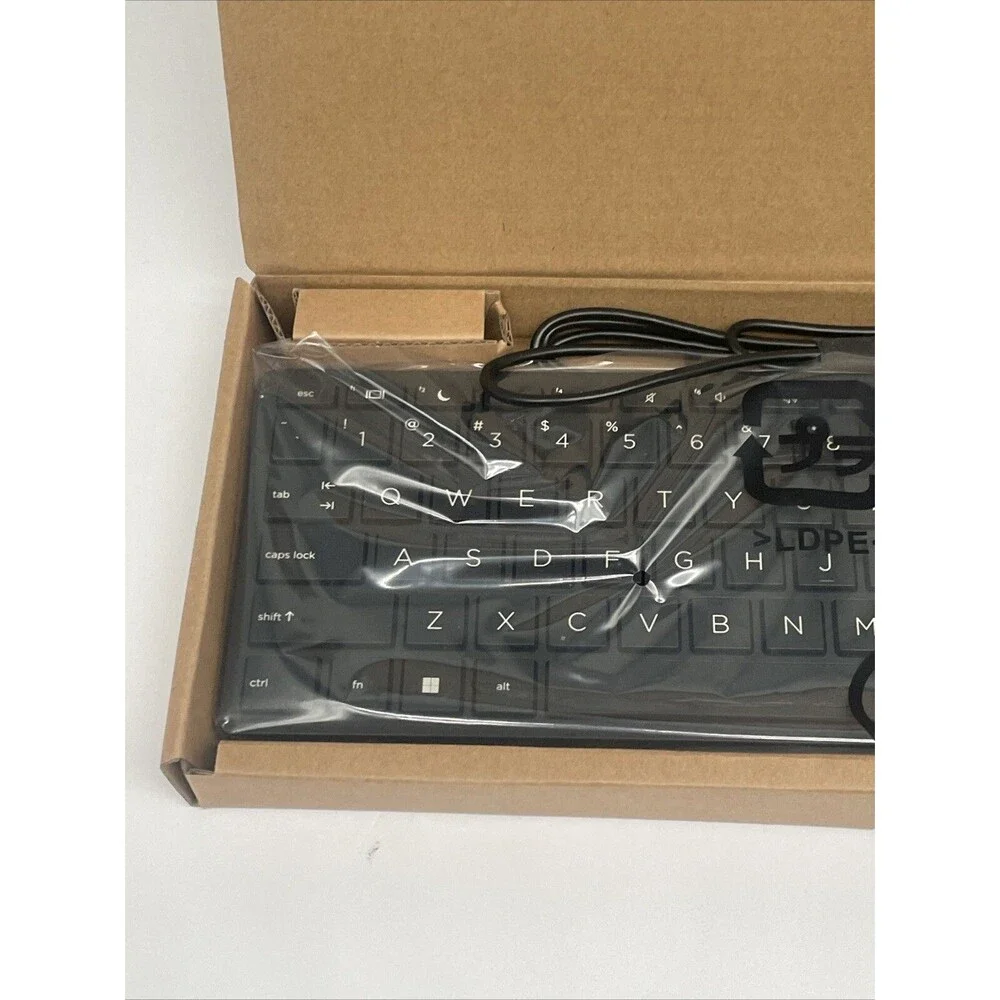 HP Slim USB Keyboard HSA-D005K Wired English Desktop Black (2) New-Open Box